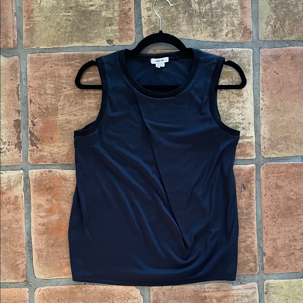 Helmut Lang Cashmere Blend Blue and Black Sleeveless Top Size Small